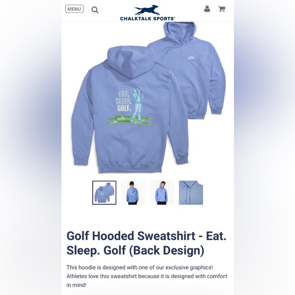 NWOT ChalkTalk Eat. Sleep. Golf. Hooded Sweatshirt- Youth Large - Picture 3 of 5